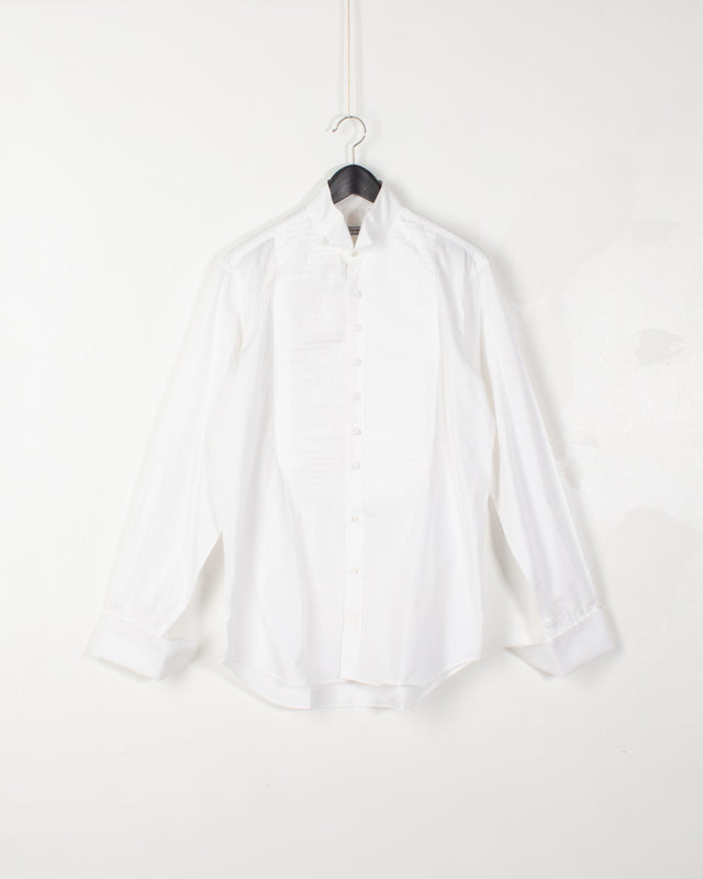 YSL White Cotton Tuxedo Shirt