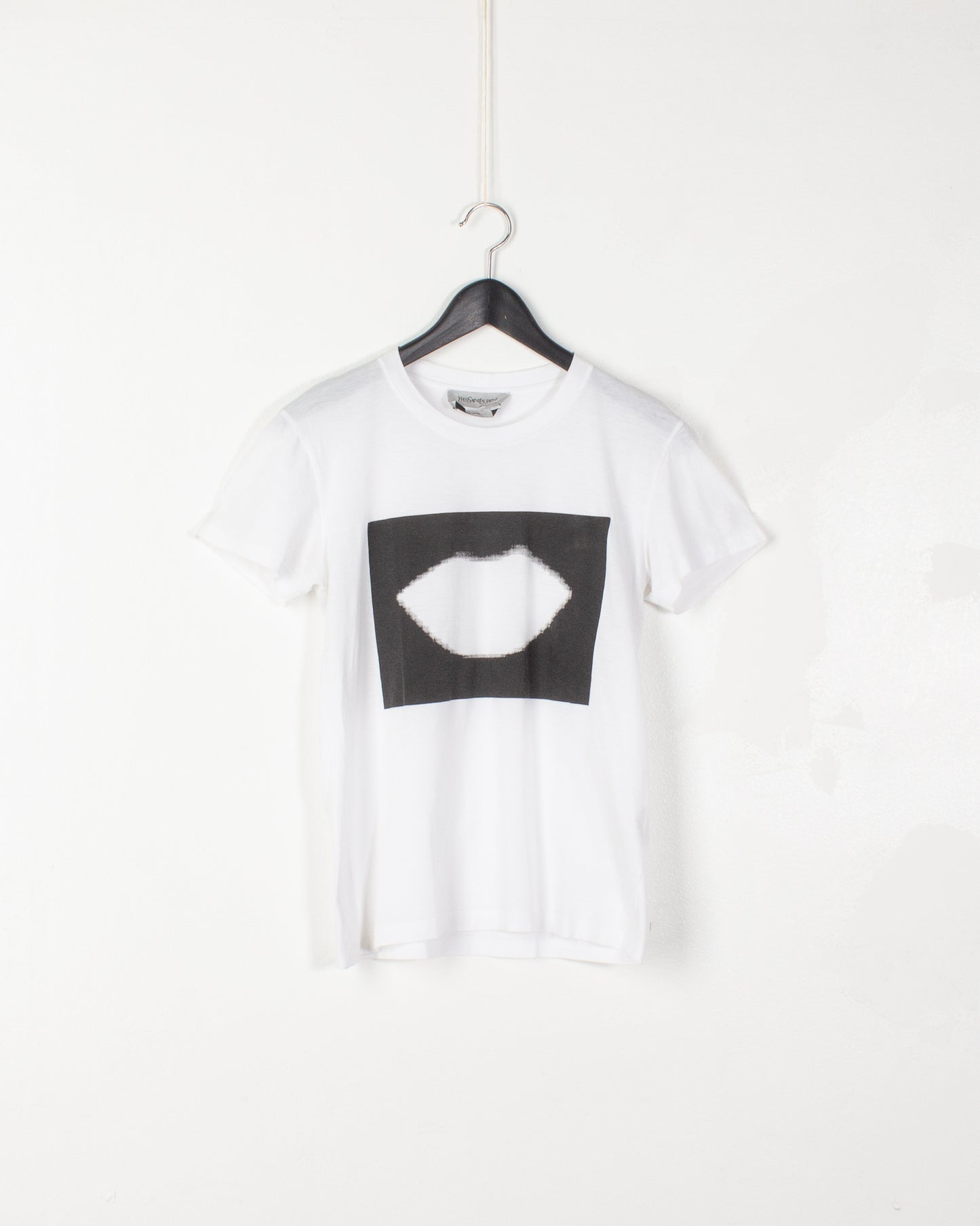 YSL White Cotton Printed Tee