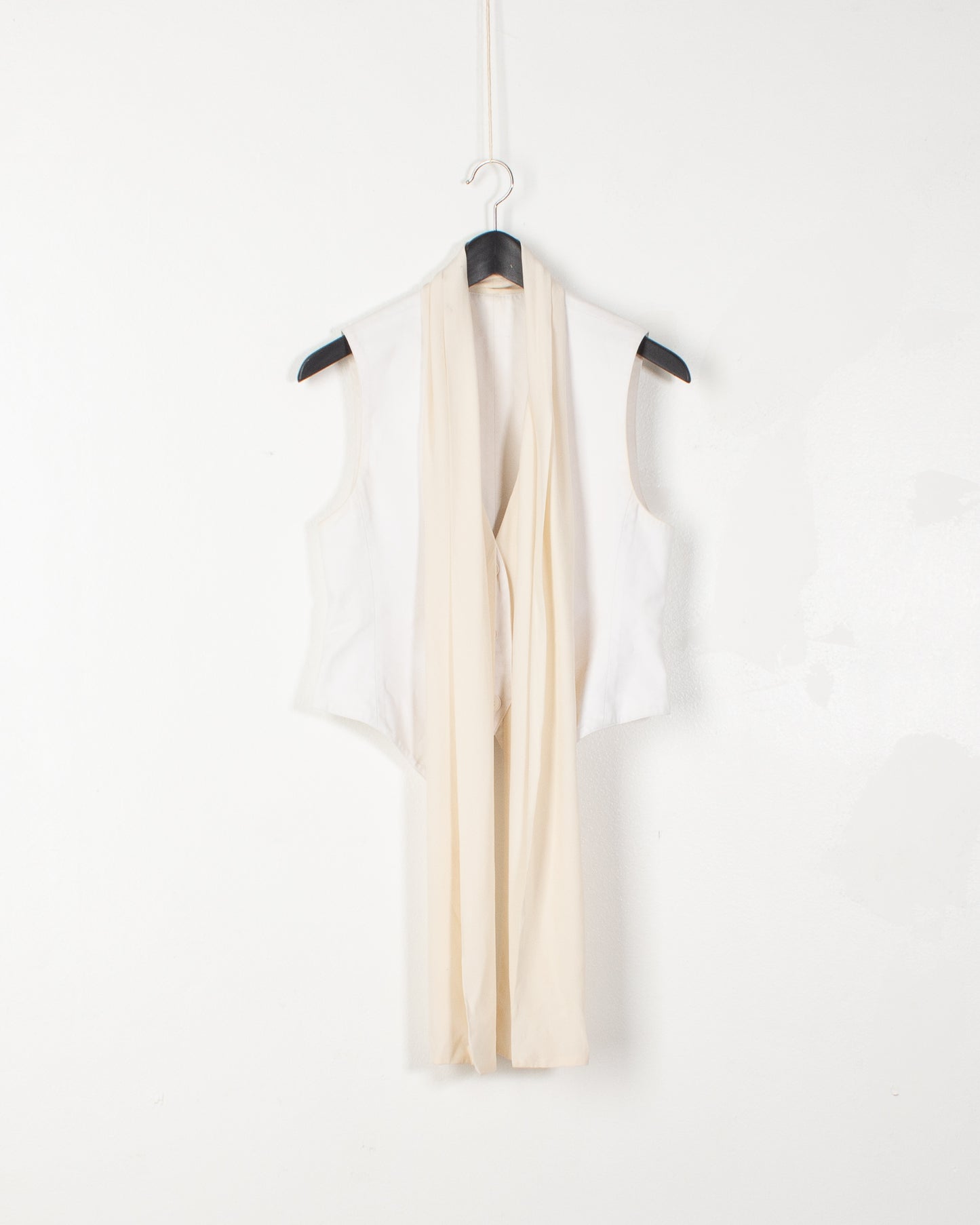 White Cotton Silk Insert Vest