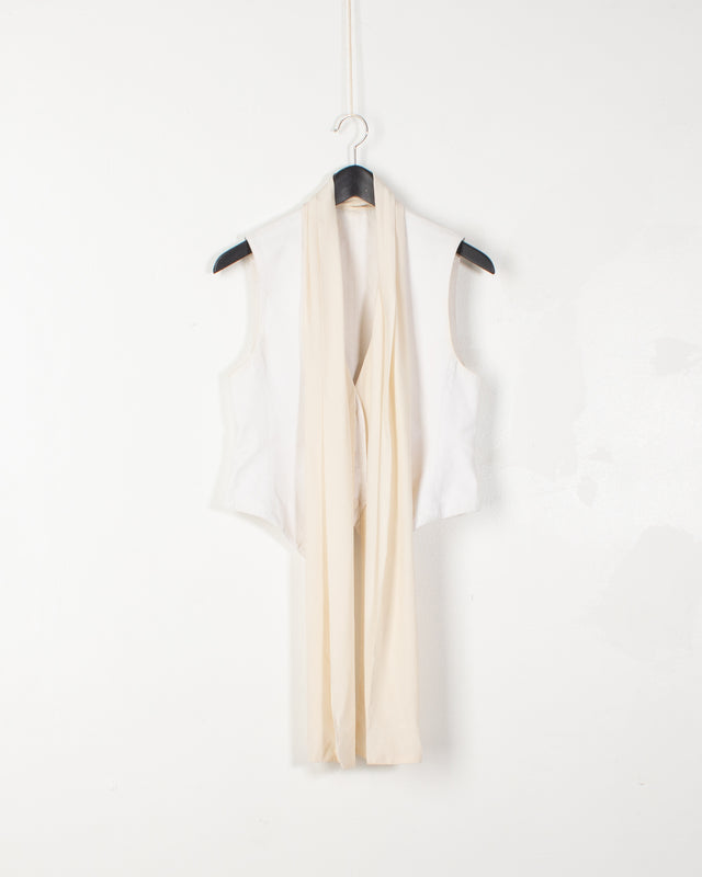 White Cotton Silk Insert Vest