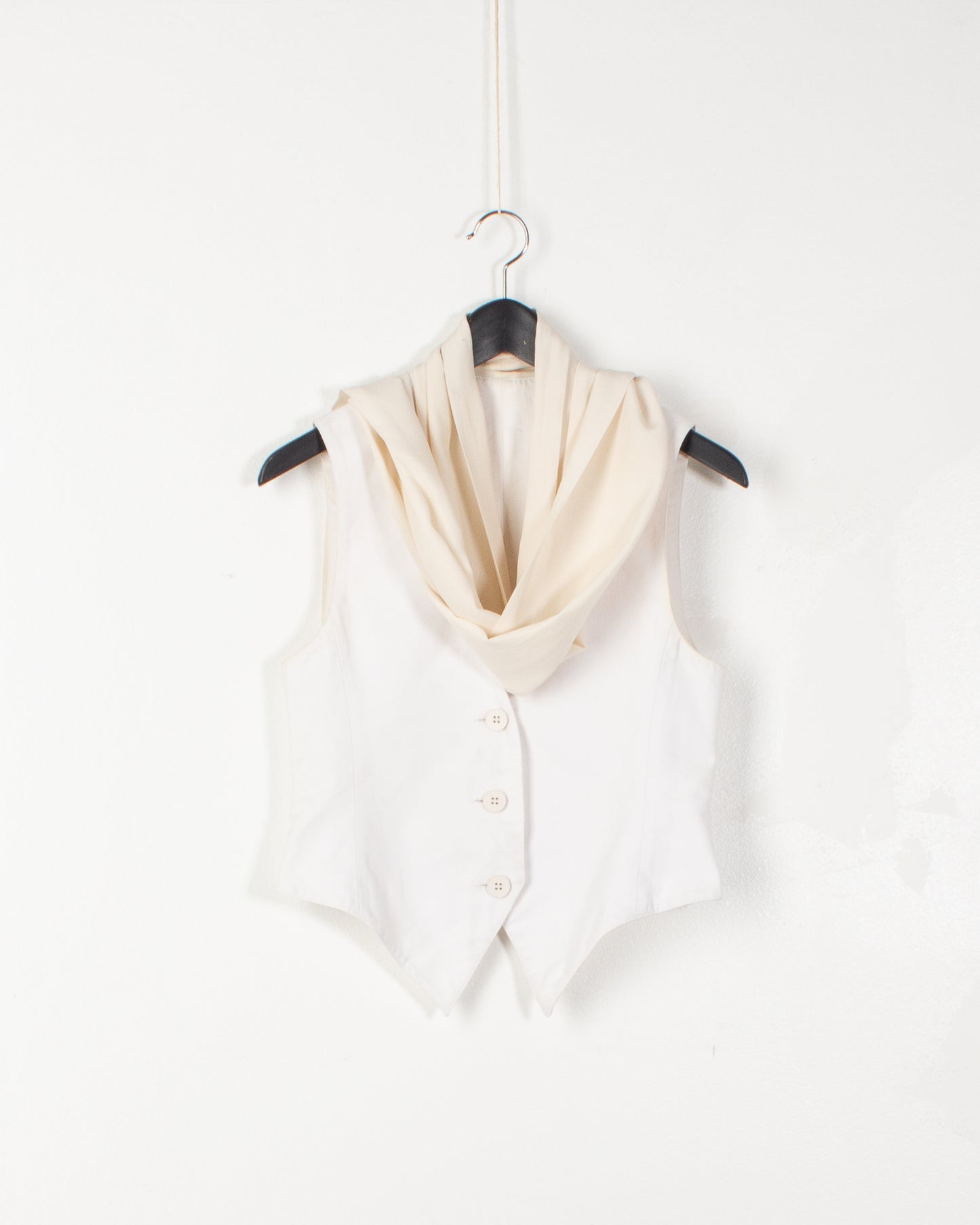 White Cotton Silk Insert Vest