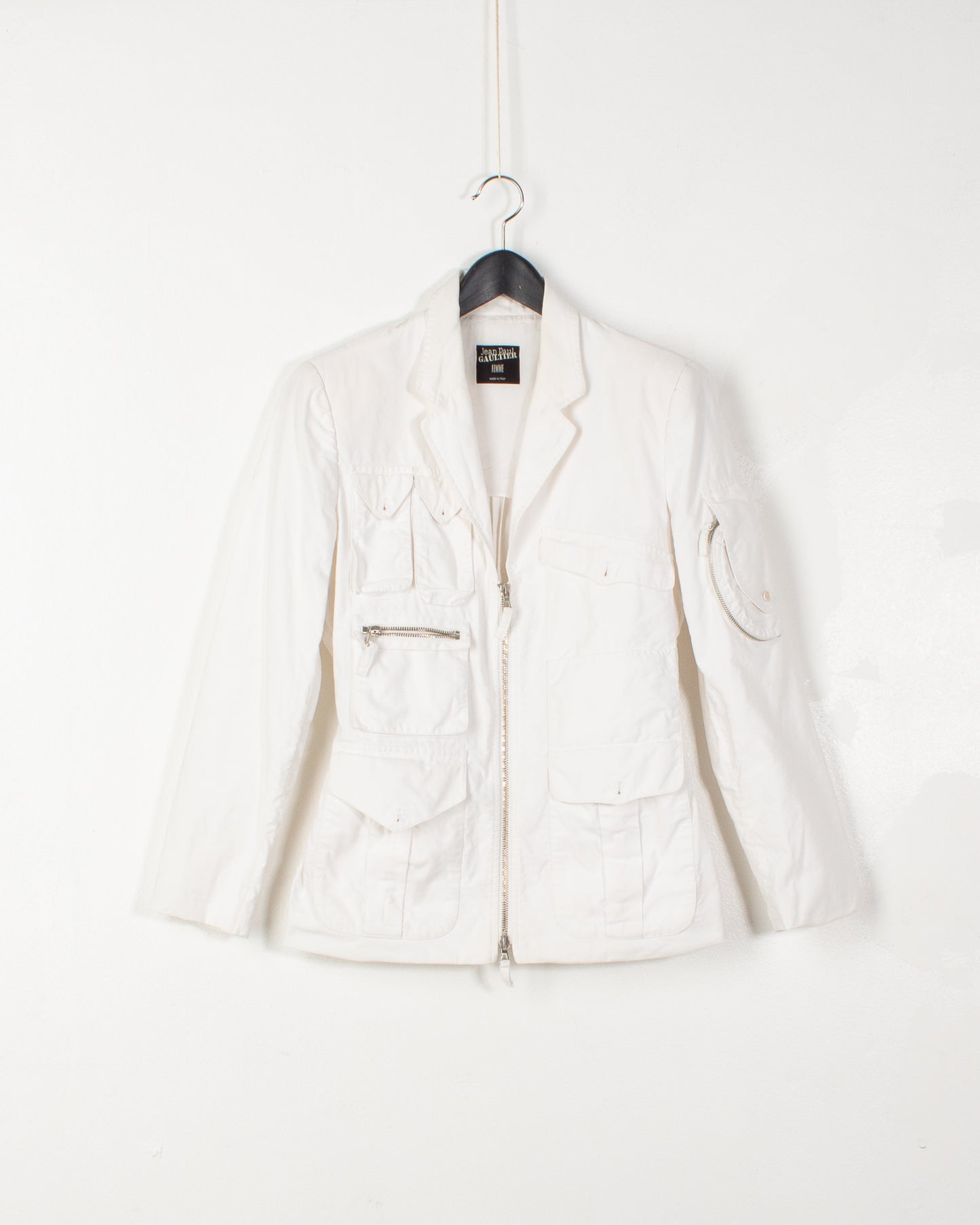 Jean Paul Gaultier White Cotton Pocket Jacket