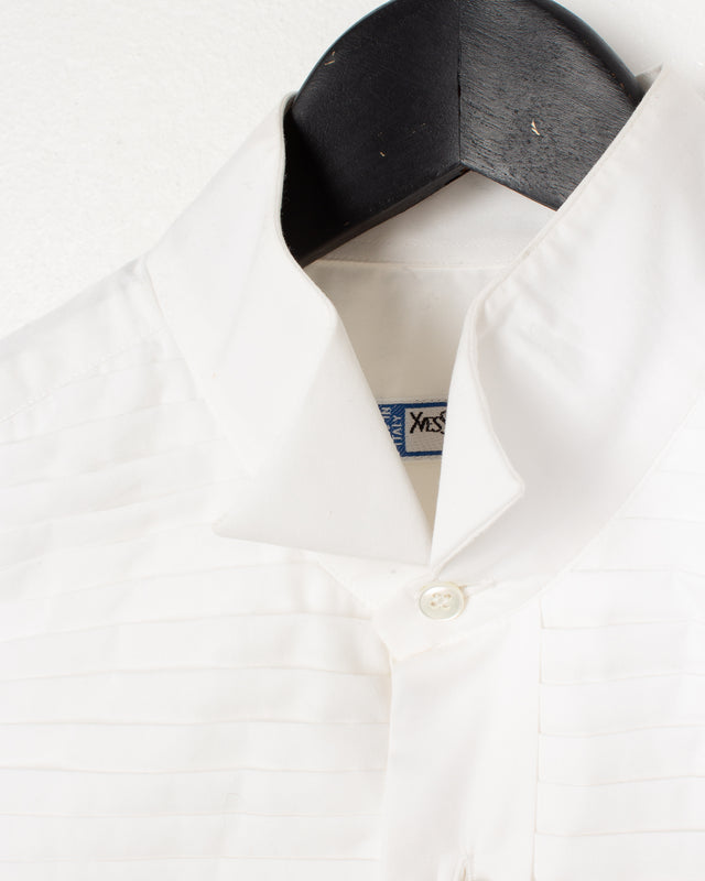 YSL White Cotton Tuxedo Shirt