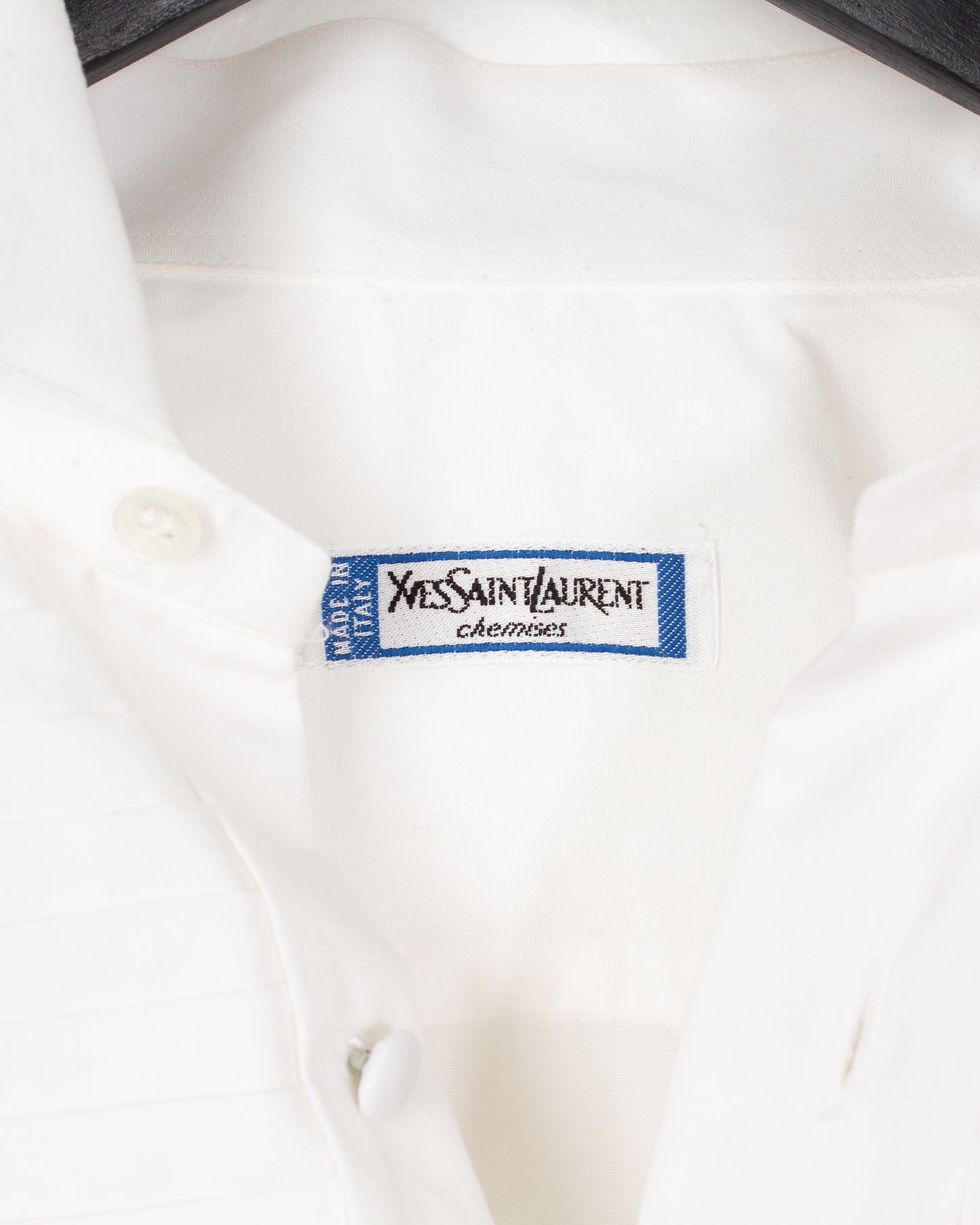YSL White Cotton Tuxedo Shirt