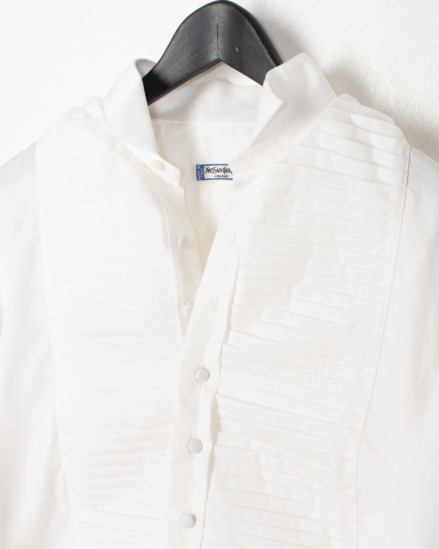 YSL White Cotton Tuxedo Shirt