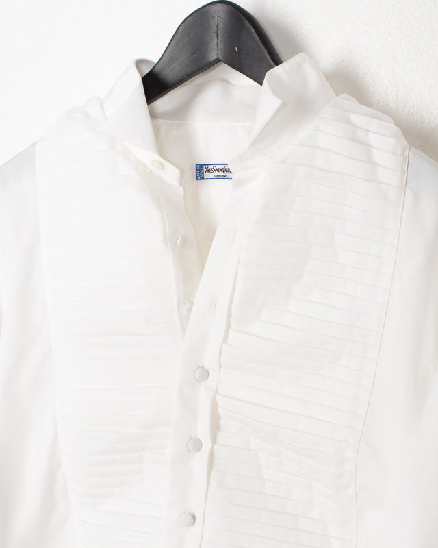 YSL White Cotton Tuxedo Shirt