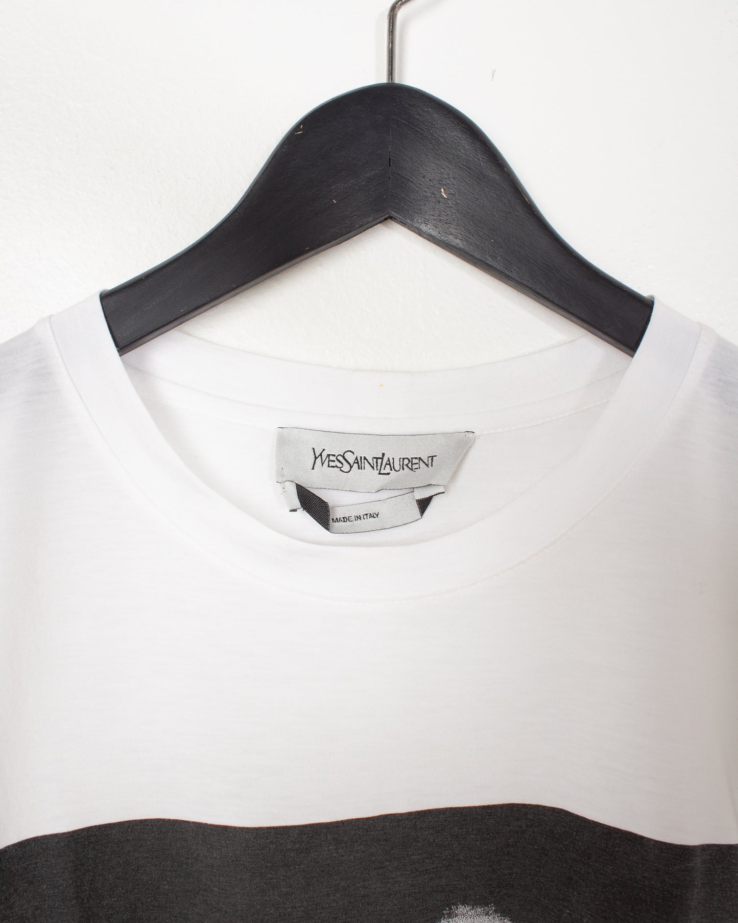 YSL White Cotton Printed Tee