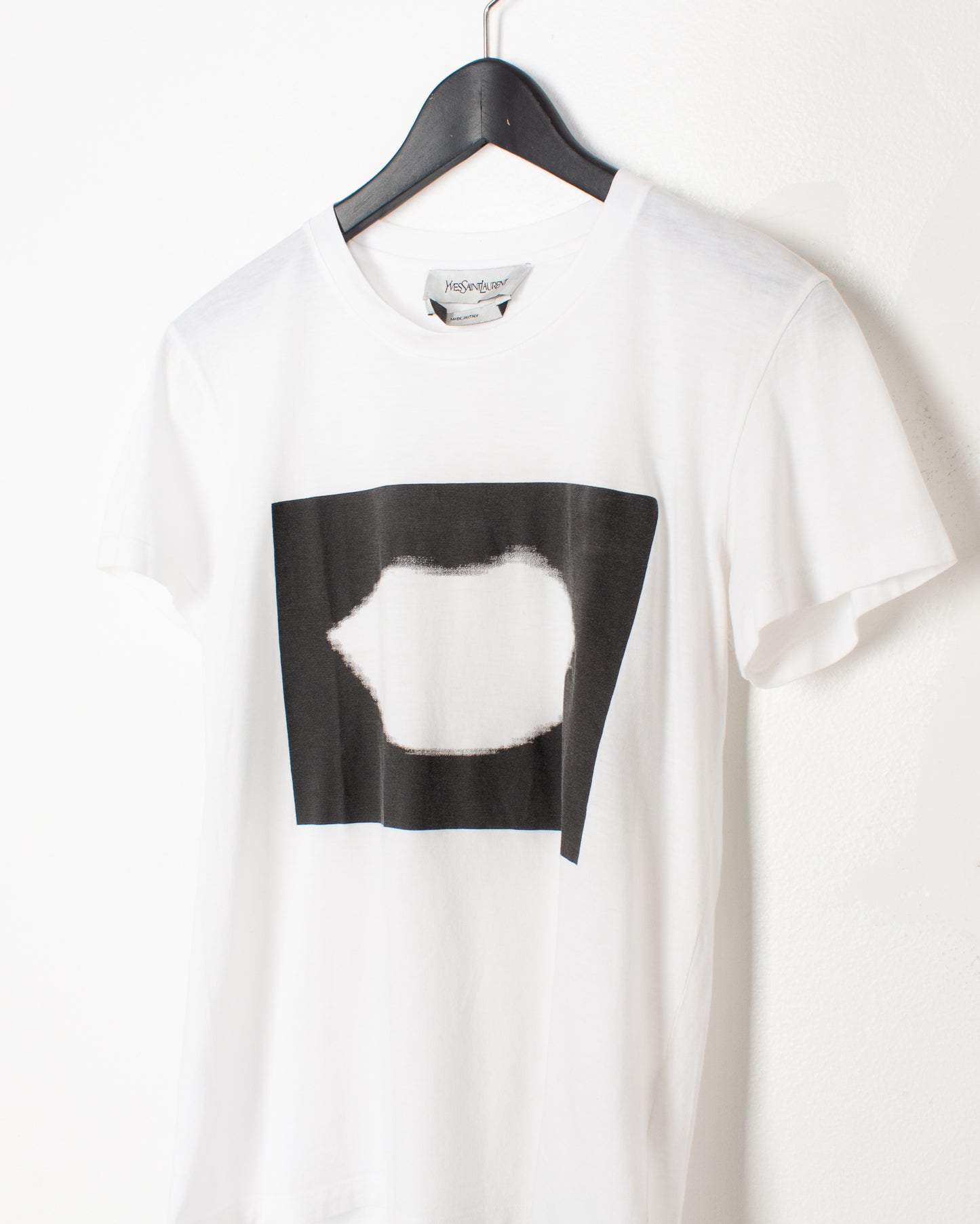 YSL White Cotton Printed Tee