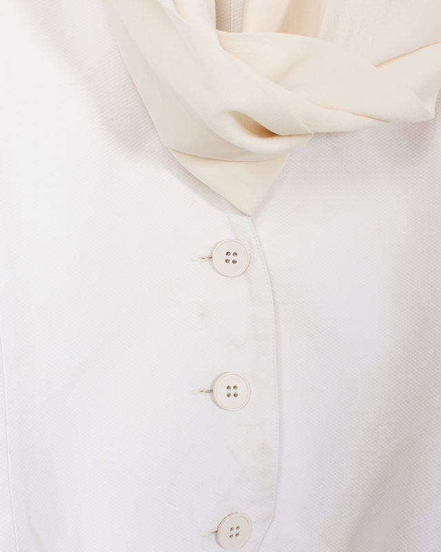 White Cotton Silk Insert Vest
