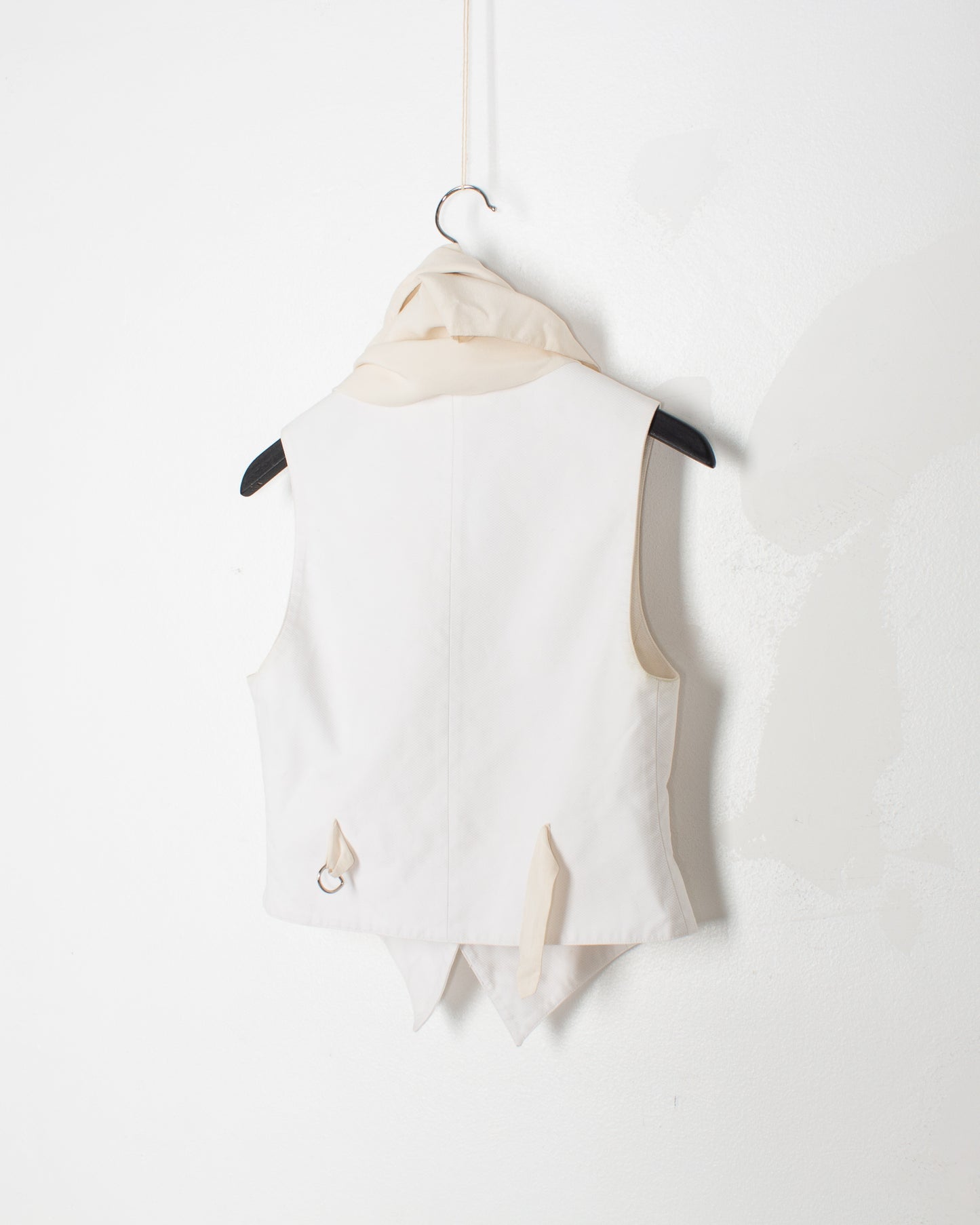 White Cotton Silk Insert Vest