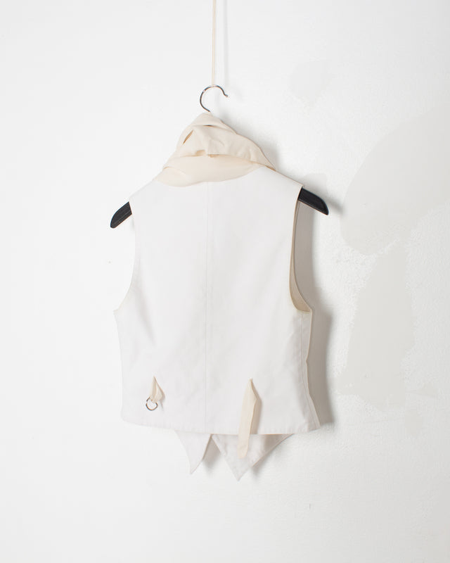 White Cotton Silk Insert Vest