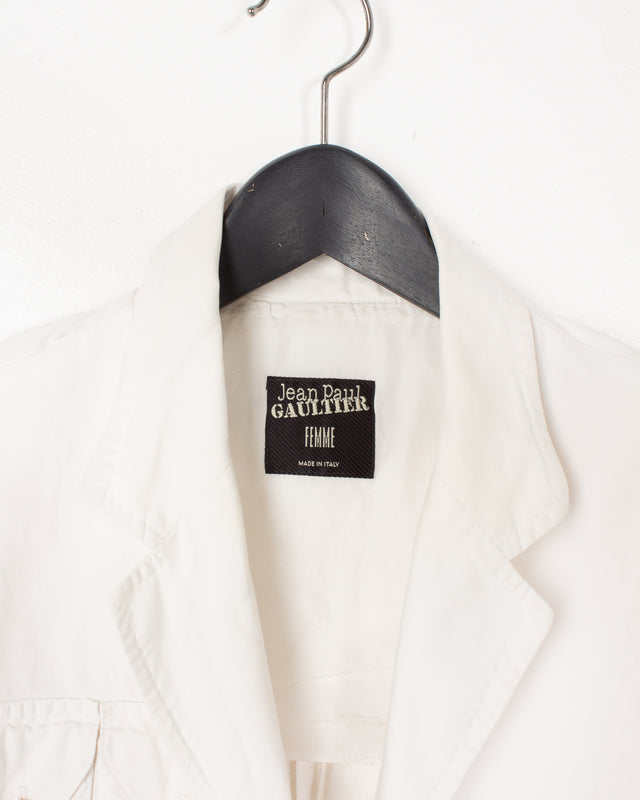 Jean Paul Gaultier White Cotton Pocket Jacket