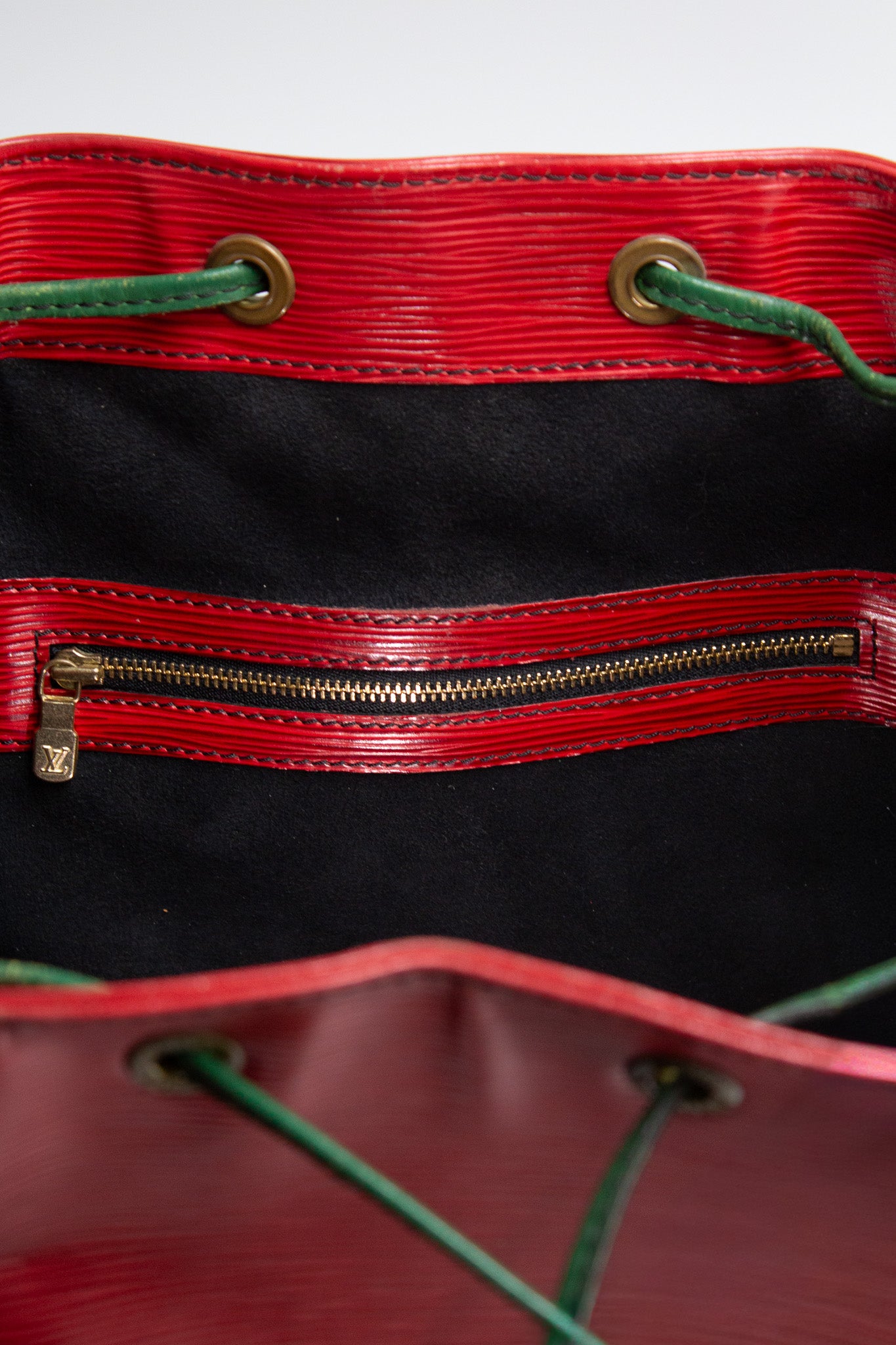 Louis Vuitton Noé Red and Blue Epi Leather Bucket Bag