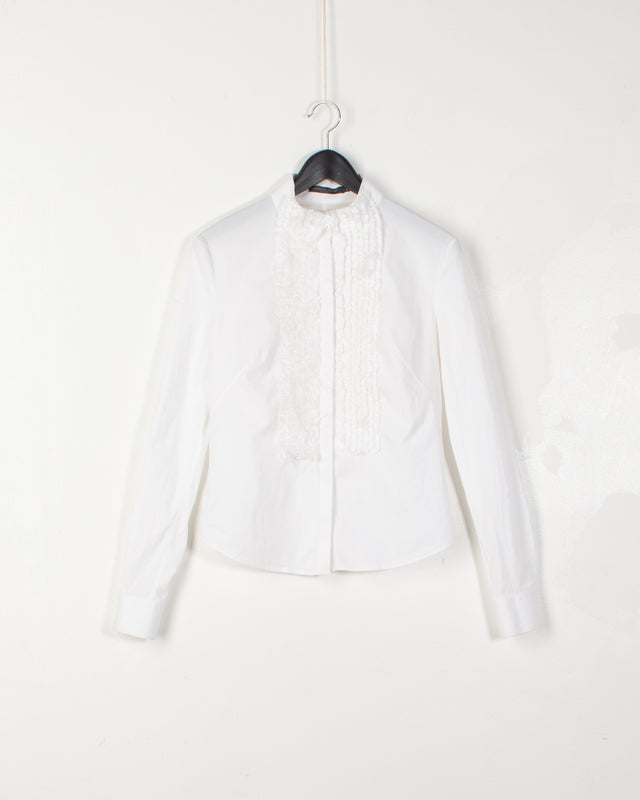 Alexandre McQueen White Cotton Frills Shirt