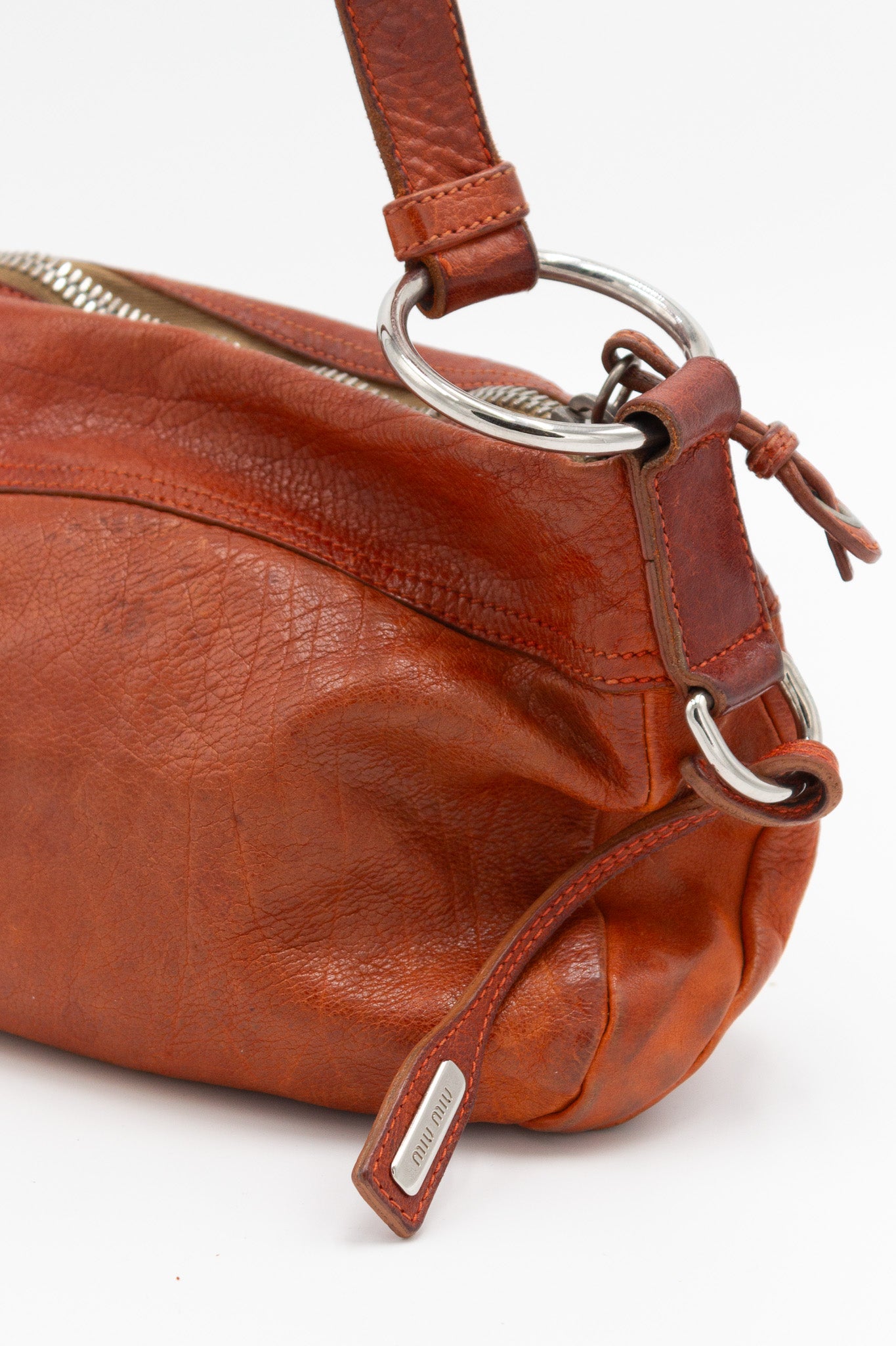 Borsa in pelle arancione Miu Miu