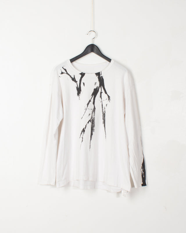 Yamamoto S'TYLE White Cotton Printed Tee
