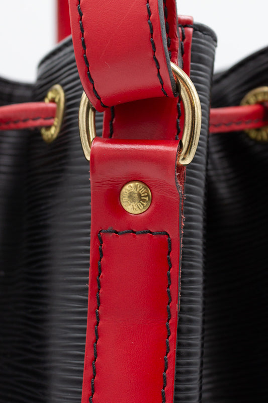 Louis Vuitton Noé Black and Red Epi Leather Bucket Bag