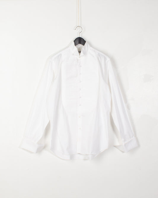 YSL White Cotton Tuxedo Shirt