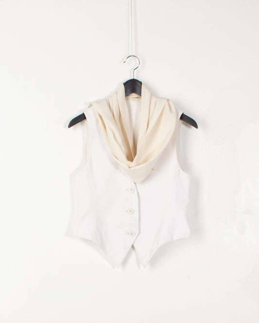 White Cotton Silk Insert Vest
