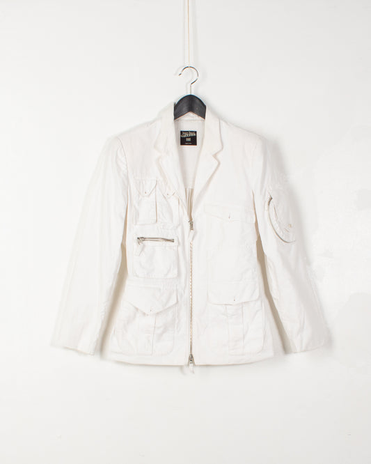 Jean Paul Gaultier White Cotton Pocket Jacket