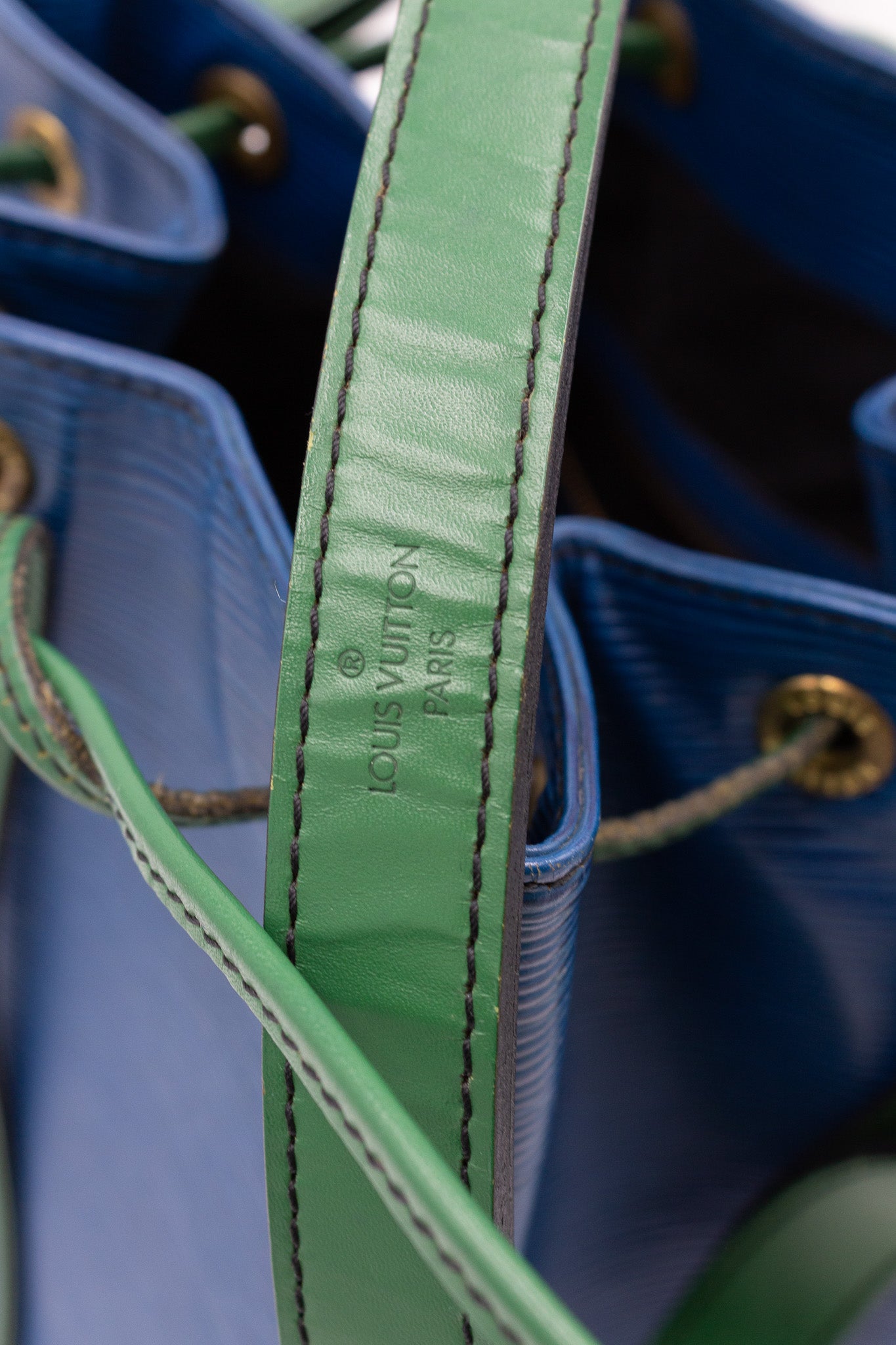 Louis Vuitton Noé Blue and Green Epi Leather Bucket Bag
