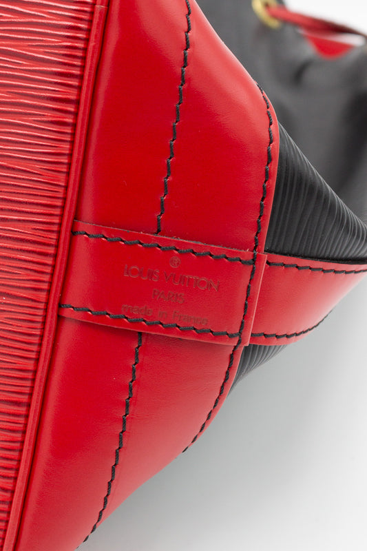 Louis Vuitton Noé Black and Red Epi Leather Bucket Bag