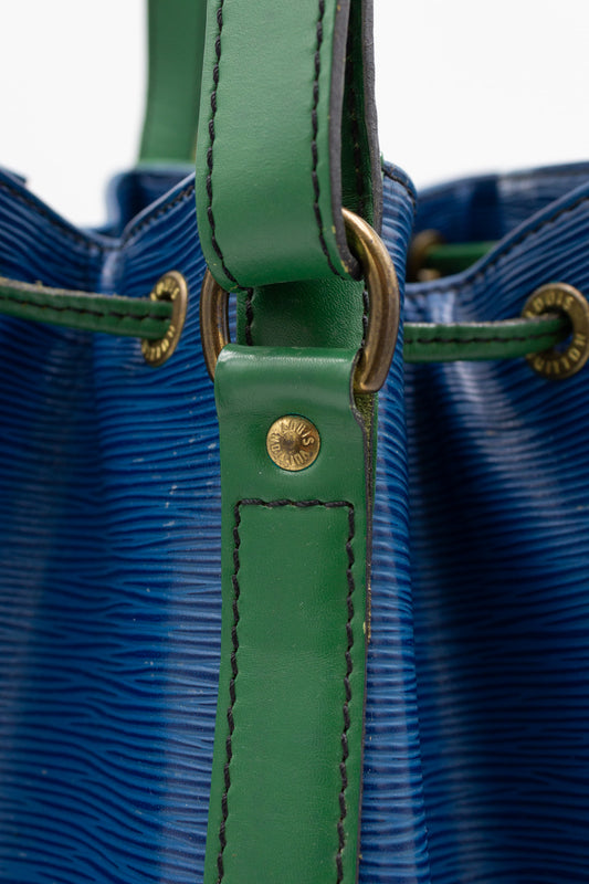 Louis Vuitton Noé Blue and Green Epi Leather Bucket Bag