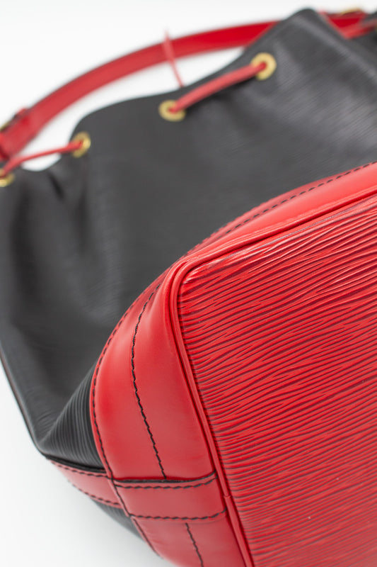 Louis Vuitton Noé Black and Red Epi Leather Bucket Bag