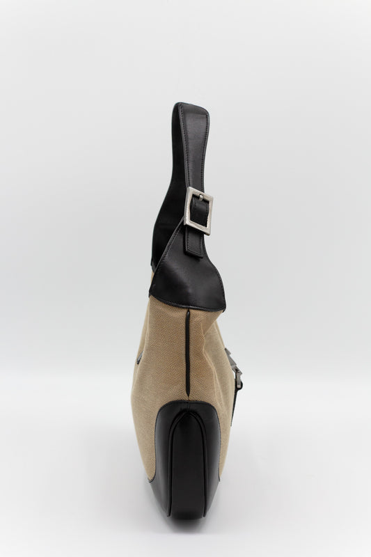 Gucci Jackie in Beige Canvas and Black Leather