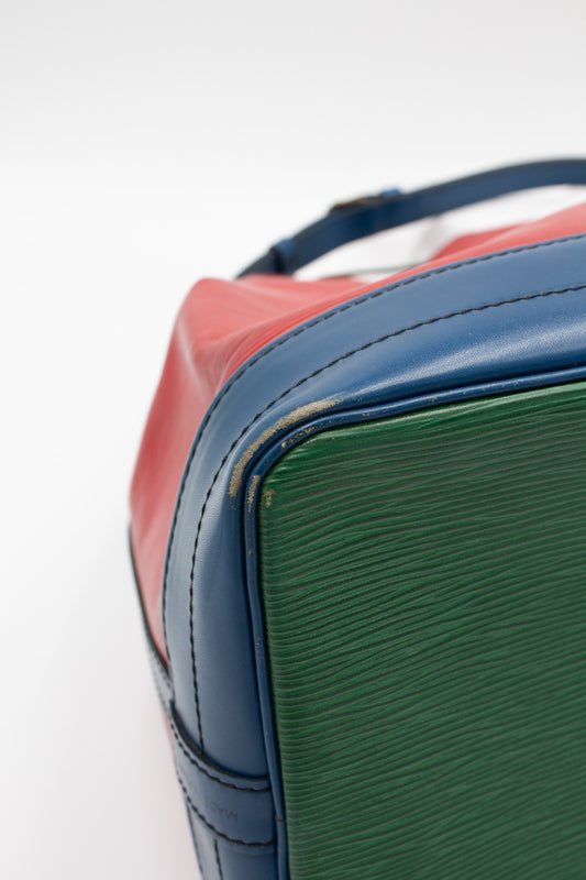 Louis Vuitton Noé Red and Blue Epi Leather Bucket Bag