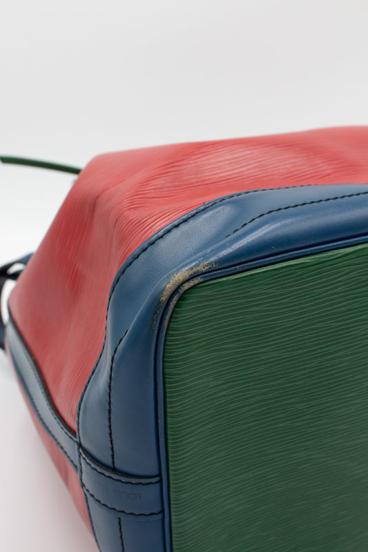 Louis Vuitton Noé Red and Blue Epi Leather Bucket Bag