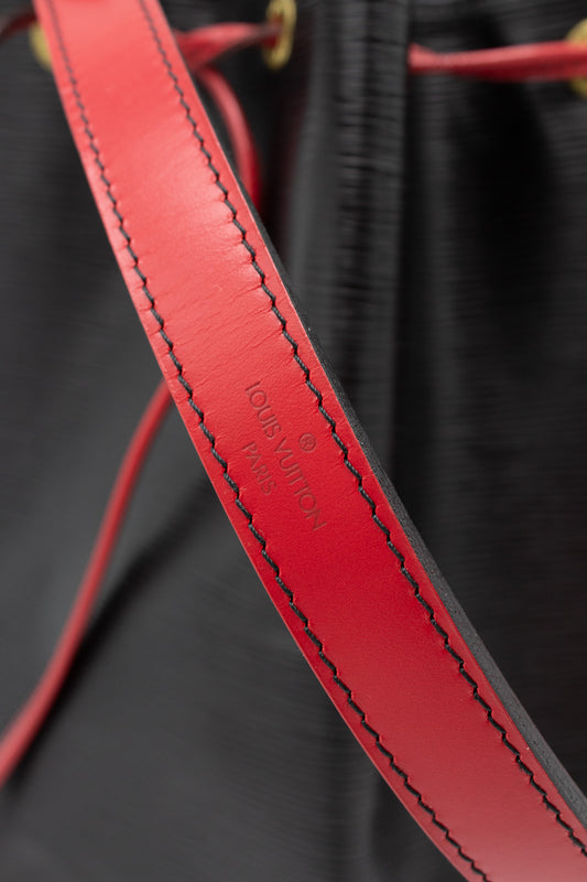 Louis Vuitton Noé Black and Red Epi Leather Bucket Bag