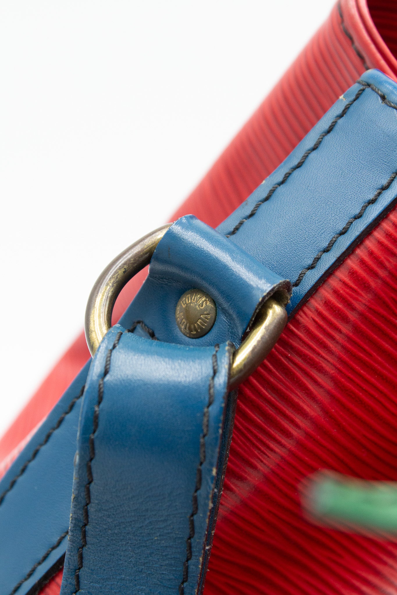 Louis Vuitton Noé Red and Blue Epi Leather Bucket Bag
