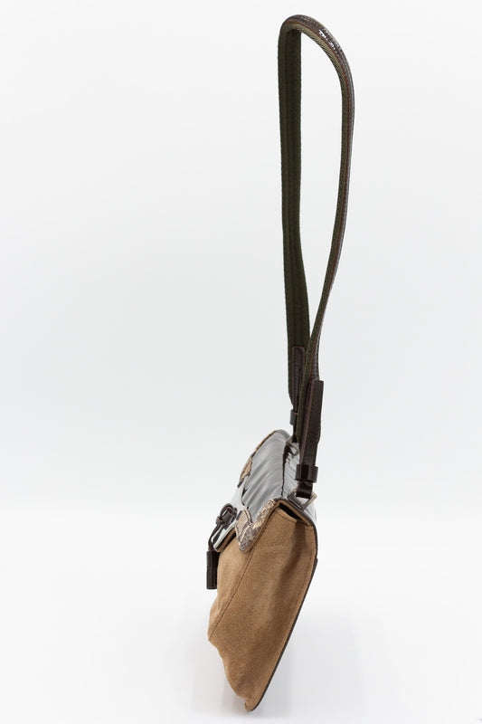 Prada Suede & Patent Shoulder Bag