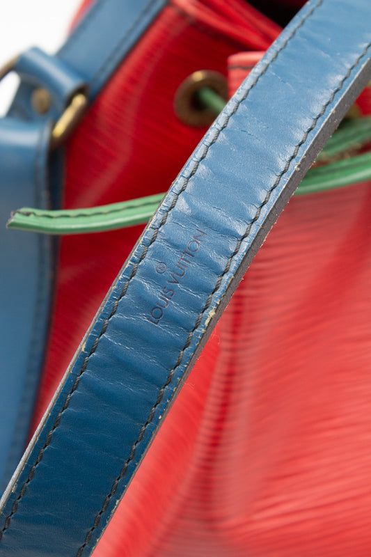 Louis Vuitton Noé Red and Blue Epi Leather Bucket Bag