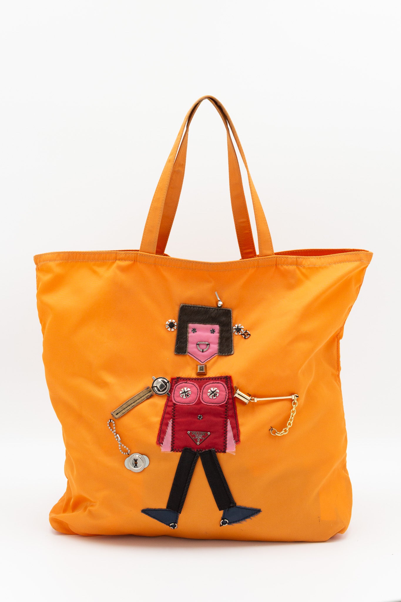 Prada Orange Nylon Trick Tote Bag Robot Girl