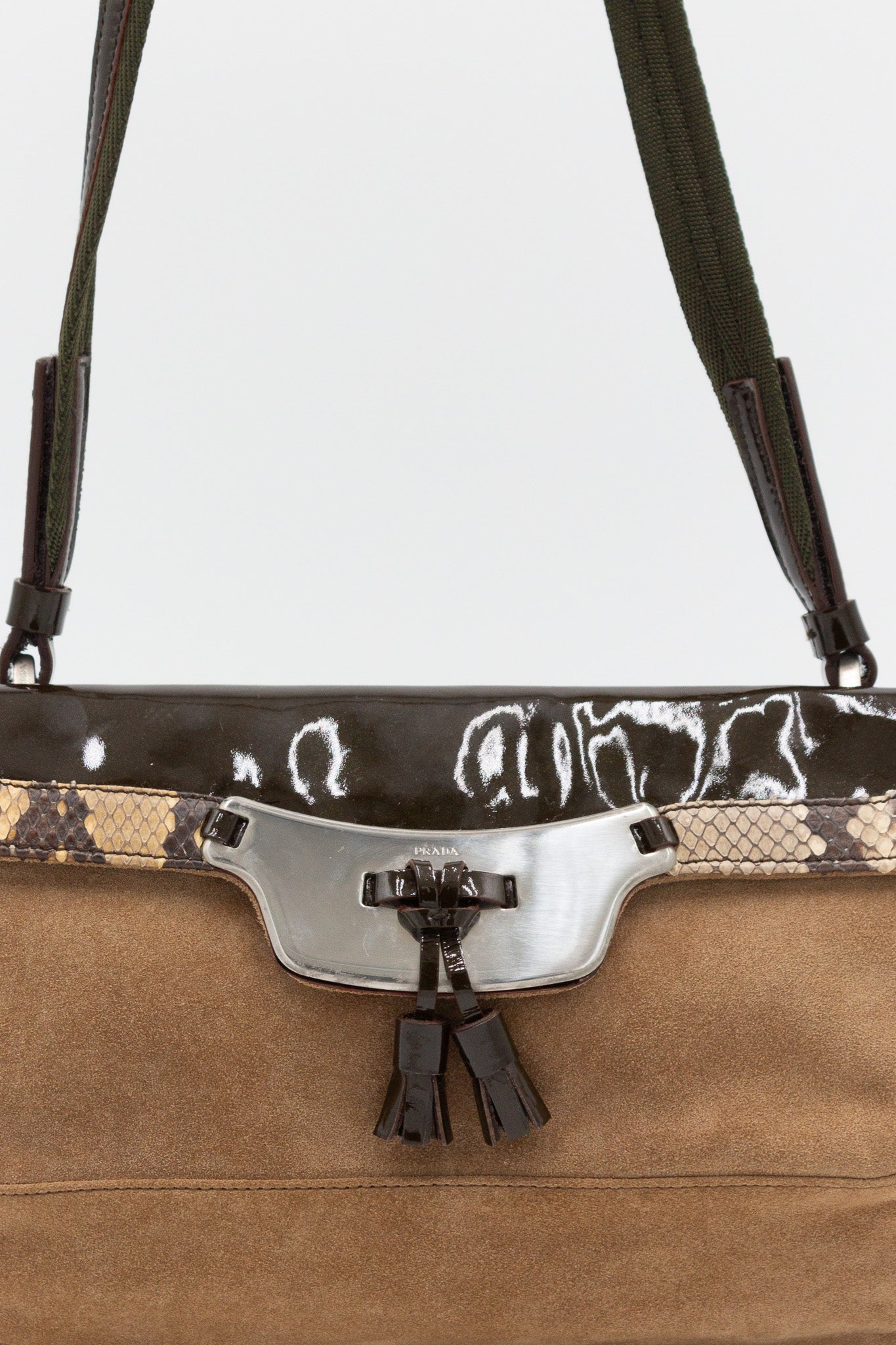 Prada Suede & Patent Shoulder Bag