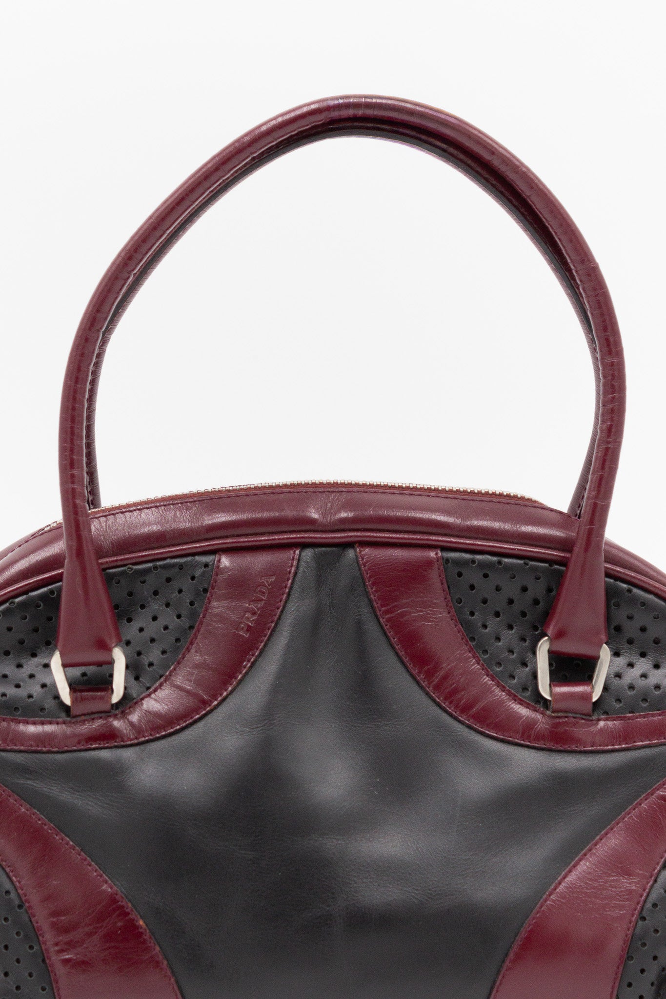 Prada Black & Bordeaux Leather Bowling Bag