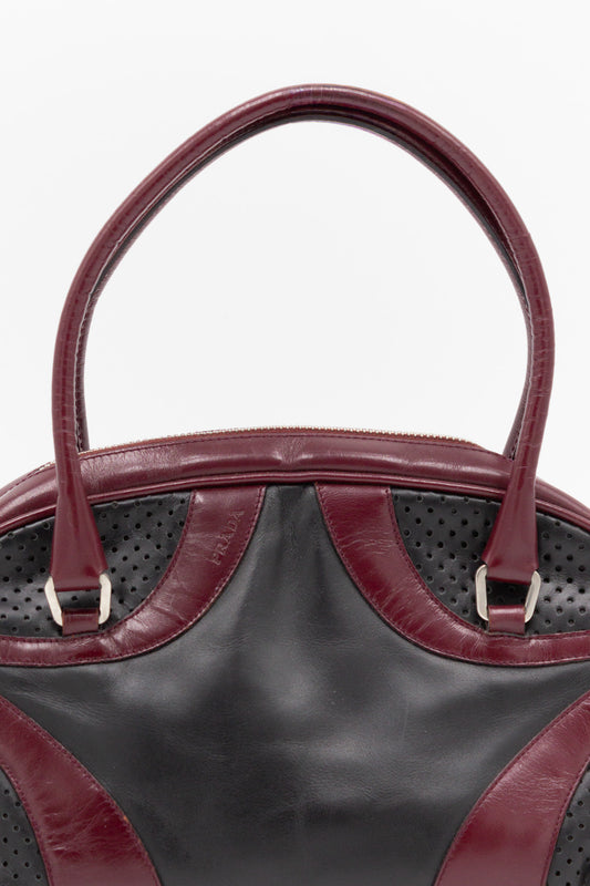 Prada Black & Bordeaux Leather Bowling Bag