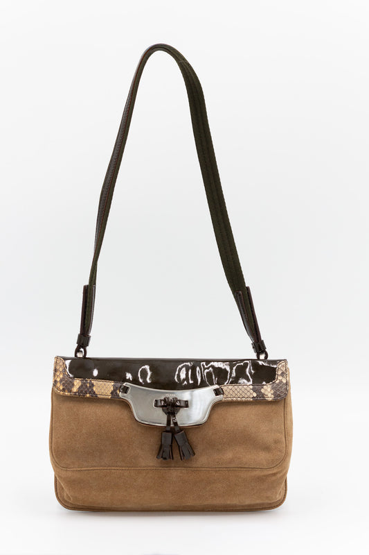 Prada Suede & Patent Shoulder Bag