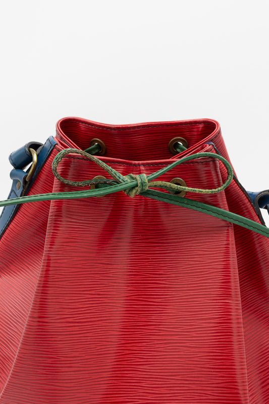 Louis Vuitton Noé Red and Blue Epi Leather Bucket Bag