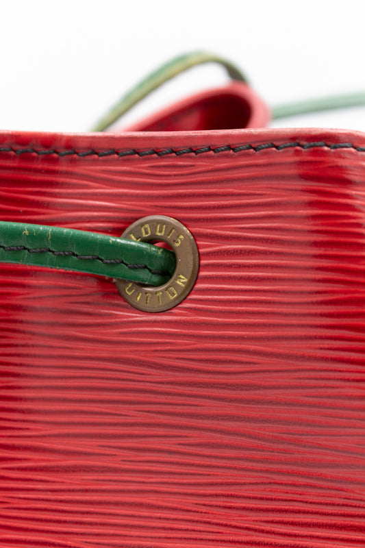 Louis Vuitton Noé Red and Blue Epi Leather Bucket Bag