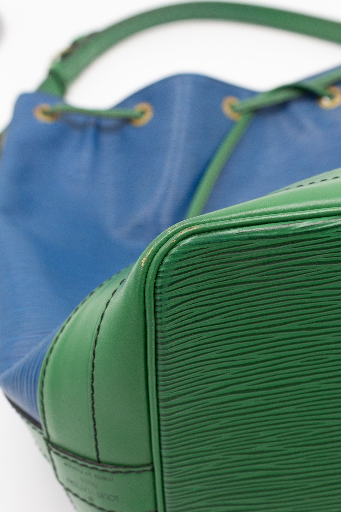 Louis Vuitton Noé Blue and Green Epi Leather Bucket Bag