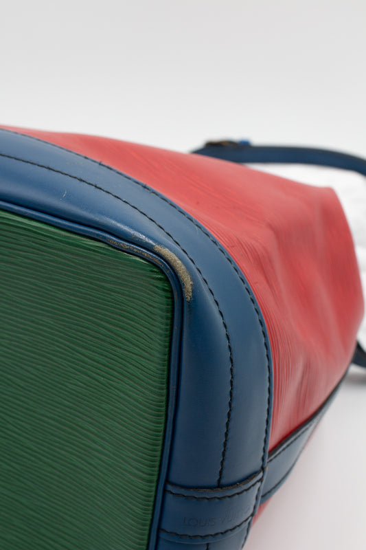 Louis Vuitton Noé Red and Blue Epi Leather Bucket Bag