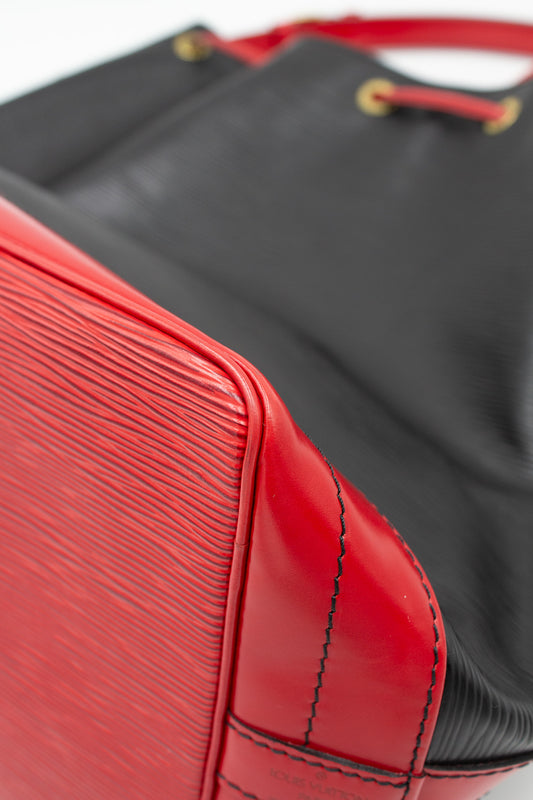 Louis Vuitton Noé Black and Red Epi Leather Bucket Bag