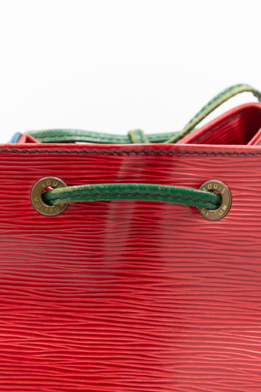 Louis Vuitton Noé Red and Blue Epi Leather Bucket Bag