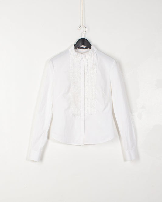 Alexandre McQueen White Cotton Frills Shirt
