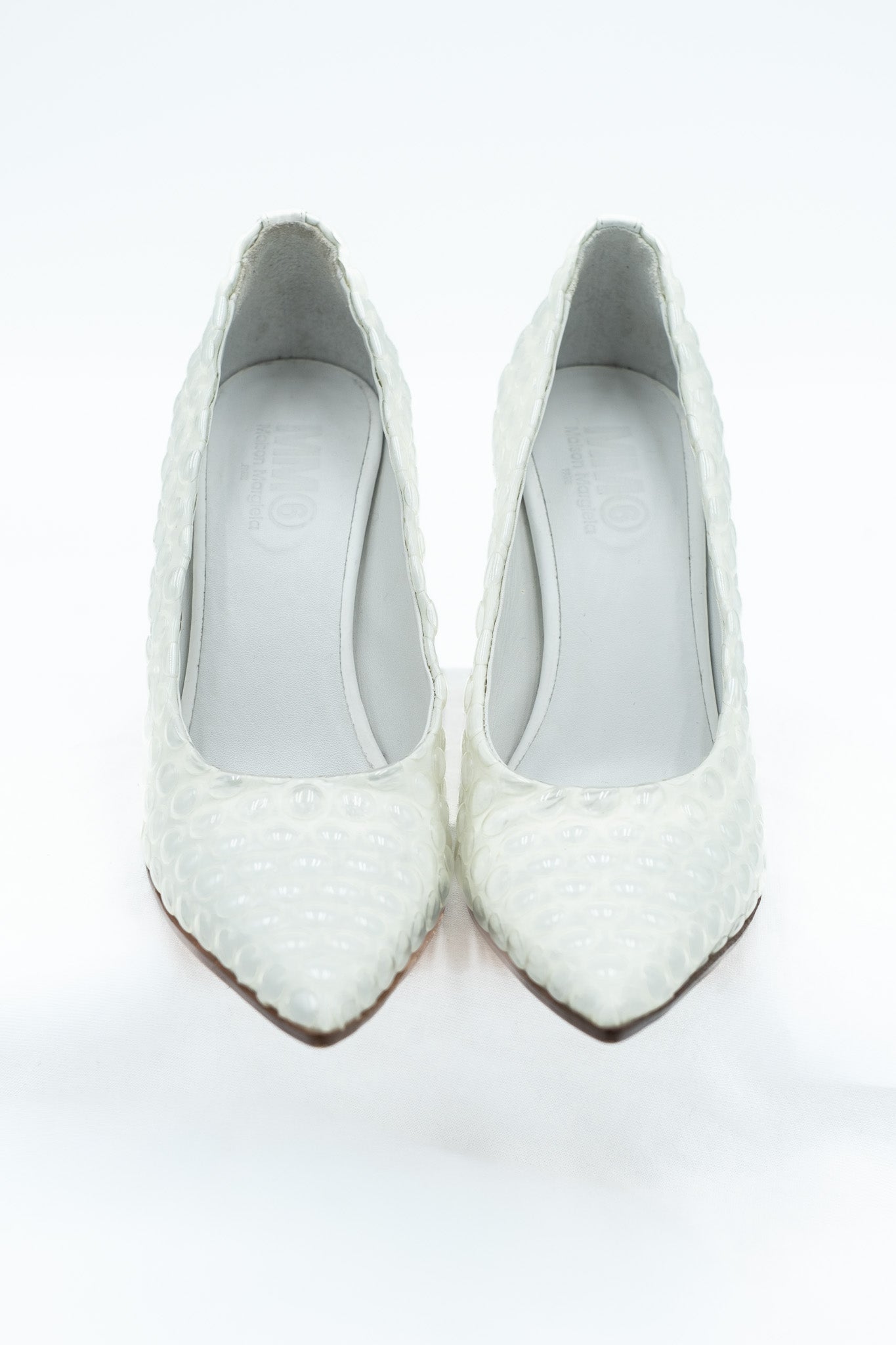 Maison Margiela white bubble-effect pumps