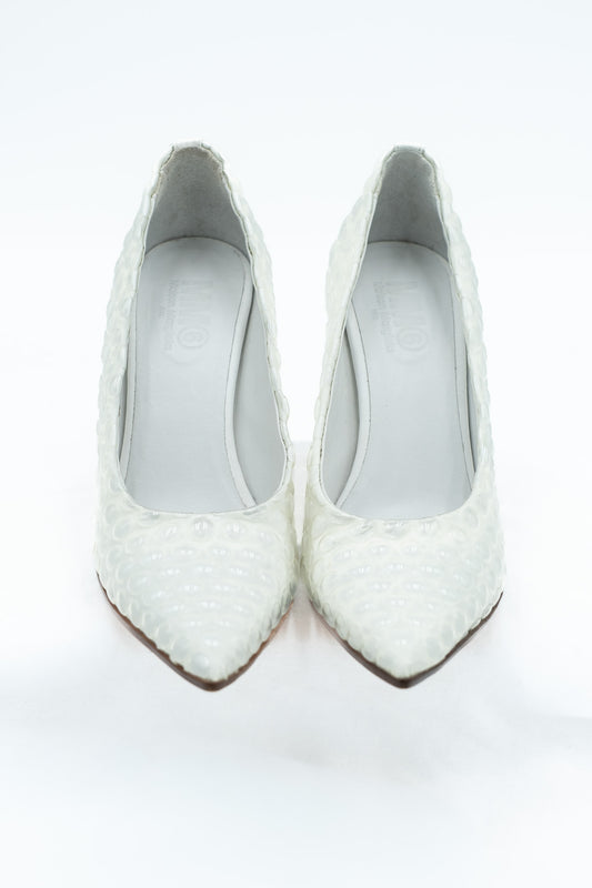 Maison Margiela white bubble-effect pumps