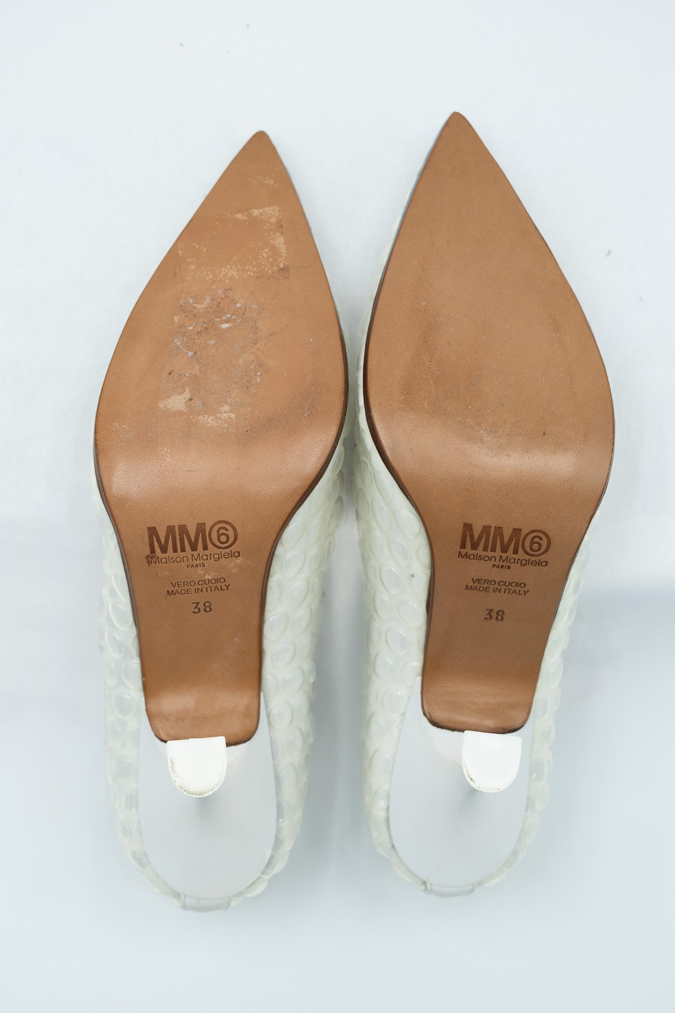 Maison Margiela white bubble-effect pumps